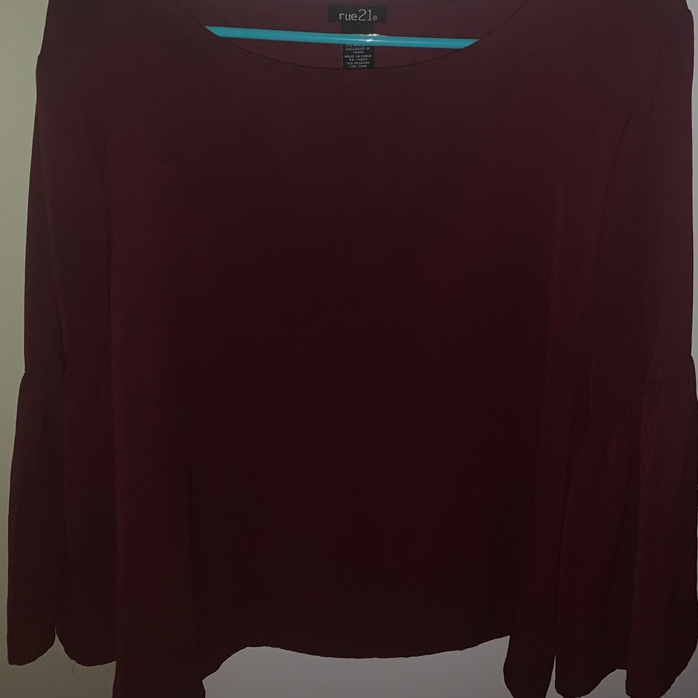 Burgundy Flare arm blouse